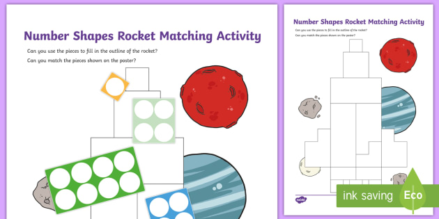 number shapes rocket matching activity maths primary resources