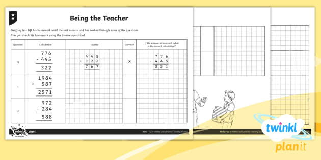 PlanIt Maths Y4 Addition And Subtraction Being The Teacher Home 