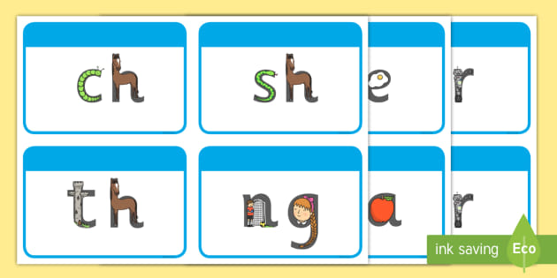 Phase 3 Diagraphs Letter Shapes Flashcards (teacher made)