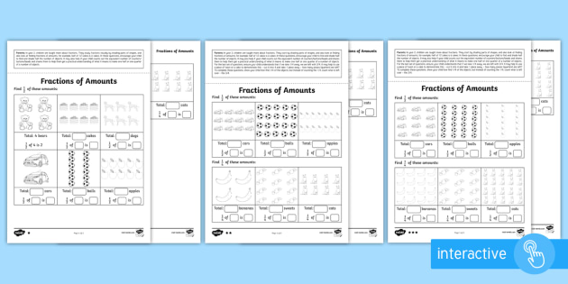 fractions of amounts homework year 4