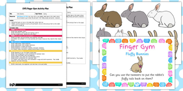 Eyfs Fluffy Bunnies Finger Gym Activity Plan And Prompt Card Pack