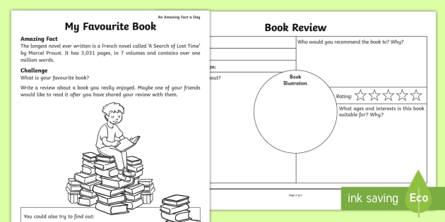 My Favourite Book Worksheet Worksheet