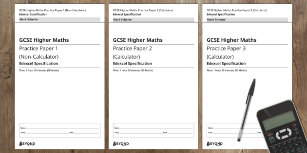 Gcse Maths Specimen Practice Papers 1 2 And 3 Higher Set A Edexcel