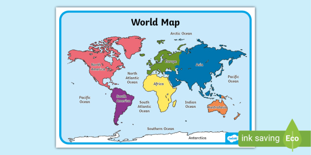 colorful map of the world for kids