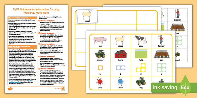 EYFS Information Carrying Word Play Mat and Guidance: Farm