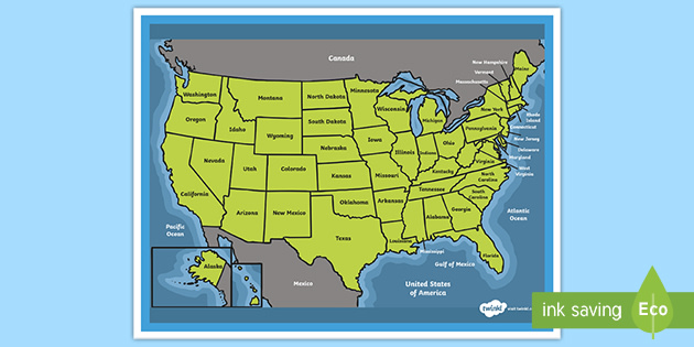 United States Map And States United States Map For Kids | Map Of Us States (Teacher Made)