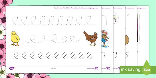 spring pencil control worksheets teacher made