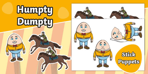 NEW Humpty Dumpty Stick Puppets Nursery Rhyme Puppets