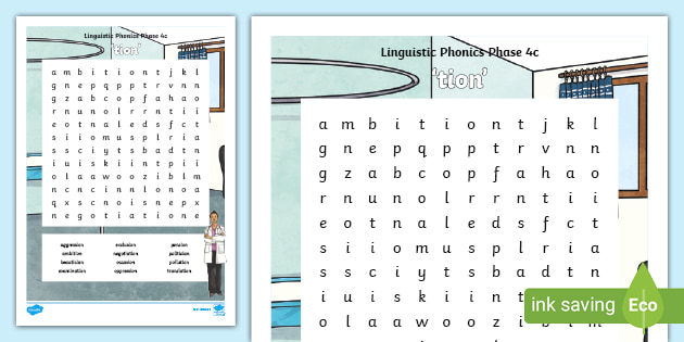 Linguistic Phonics Phase 4c 'tion' Word Search