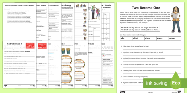 Year 5 and 6: Relative Clauses and Relative Pronouns Activity