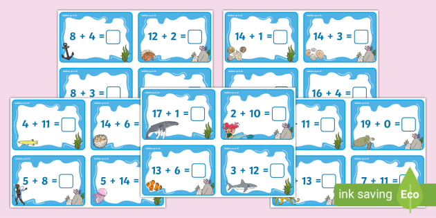 Addition up to 20 Number Cards (teacher made)