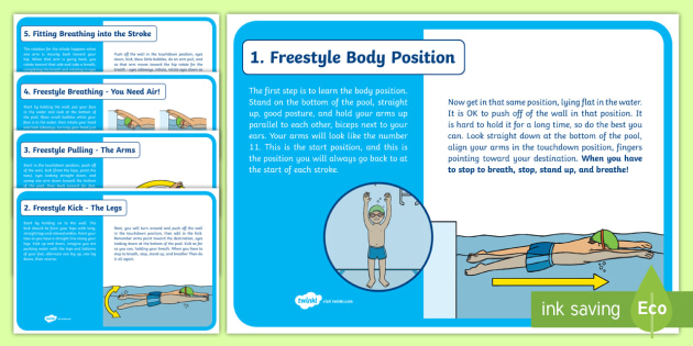 Teaching Freestyle Swimming Information Cards Teacher Made