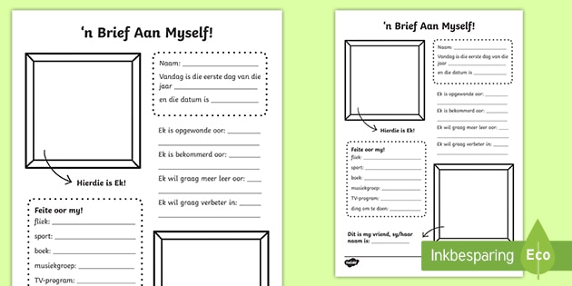 'n Brief Aan Myself Skrifraam (teacher made)