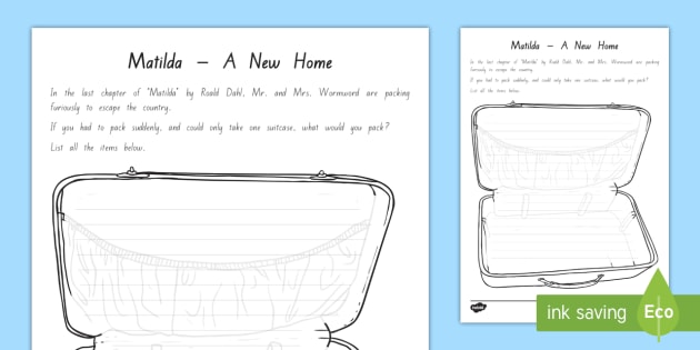 Download Free Pack A Suitcase Activity To Support Teaching On Matilda Chapter 21