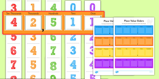 Maths Space Great importance Sliders graphic regarding Place Value Strips Printable named Maths Position Charge Sliders