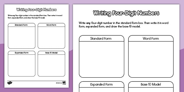 Place Value Writing Four Digit Numbers Activity 0470