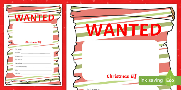 The Christmas Elf Editable Wanted Poster Template