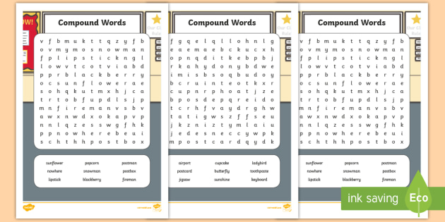Compound Words Word Search Outstanding Primary Resources