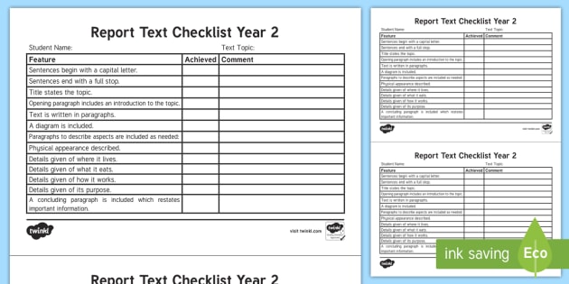 writing checklist report
