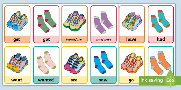 FREE! - Verbs in the Past and Present Socks and Shoes Matching Game