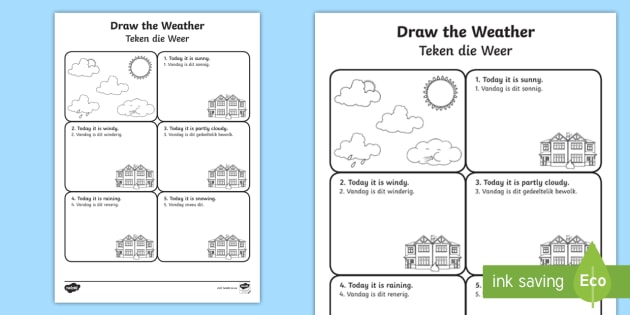 draw the weather worksheet worksheet english afrikaans