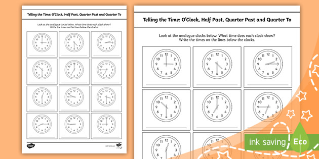 telling the time worksheet ages 5 7 teacher made