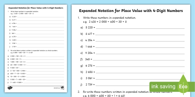 Place Value Expanded Notation Worksheet By Teach Simple 56 Off 1483