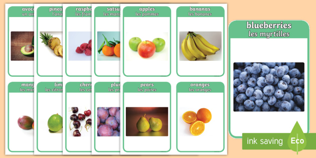 Fruit Flashcards English French Fruit Flashcards