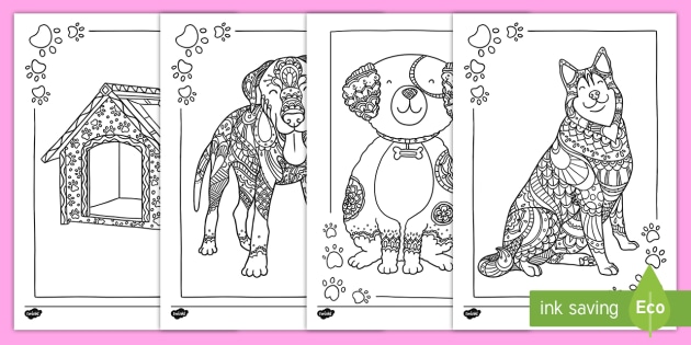 DogThemed Mindfulness Coloring Pages pug coloring