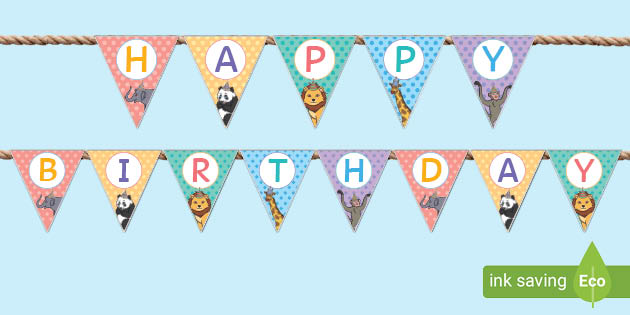 Animal Themed Birthday Party Happy Birthday Bunting - birthdays
