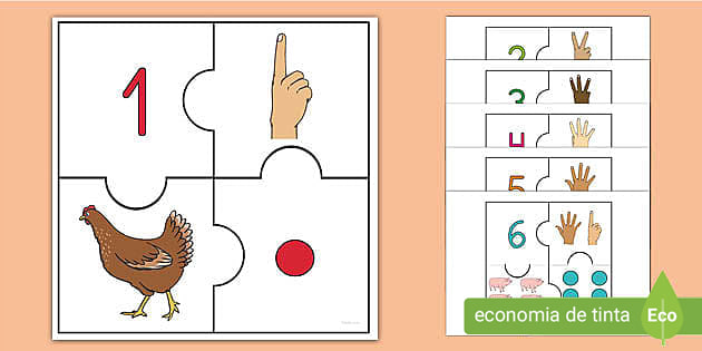 Quebra-cabeça - Contar e combinar na fazenda - Twinkl