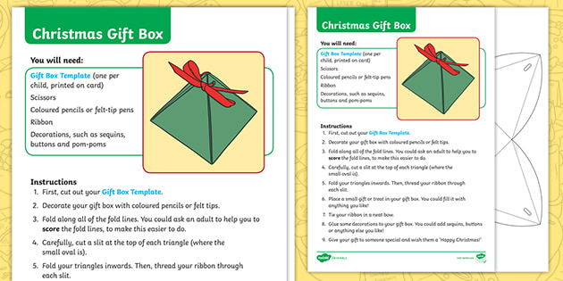 Origami Christmas Gift Box Craft Instructions Teacher Made