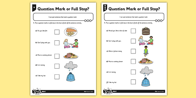 Question Mark or Full Stop? Differentiated Worksheet 