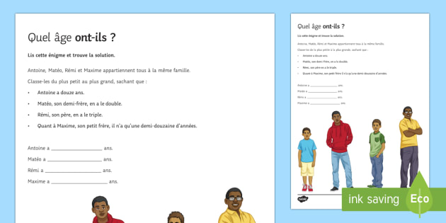 Enigme Quel Age Ont Ils
