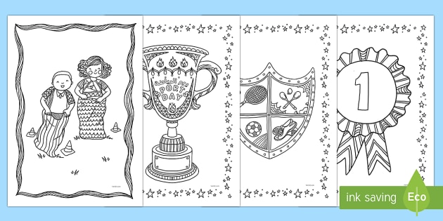 Sports Day Themed Mindfulness Colouring Sheets Arabic/English - Sports Day