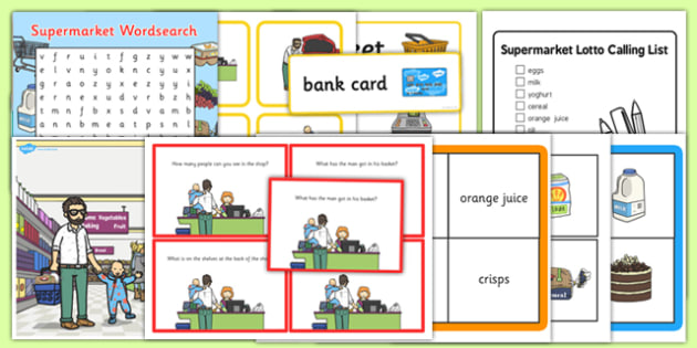 supermarket vocabulary and comprehension pack supermarket