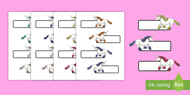 Multi-Coloured Unicorn Labels - Unicorn School Labels