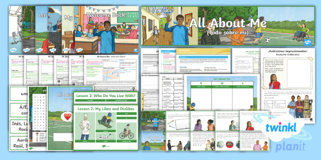 👉 Spanish PowerPoint - PlanIt - Spanish All About Me Unit Pack