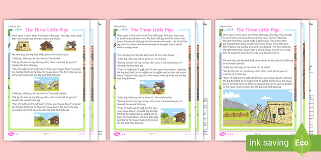 The Three Little Pigs Differentiated Reading Activity