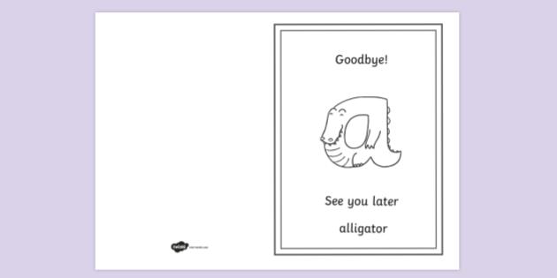 A Alligator Lowercase Goodbye Card Colouring Activity