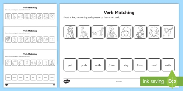 Verbs Matching Worksheet Primary Resources