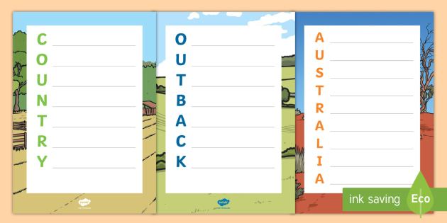 Under Eights Week: The Country Acrostic Poem - Australia English: Under 8's