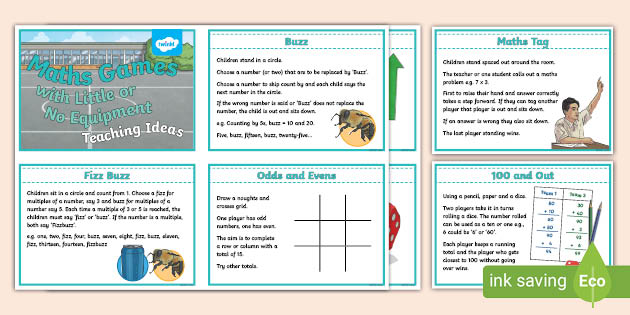 Maths Games with Little or No Equipment Teaching Ideas