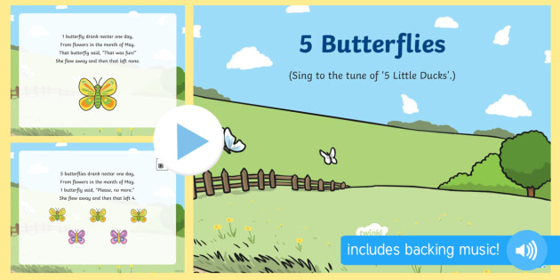 5 butterflies song powerpoint teacher made 