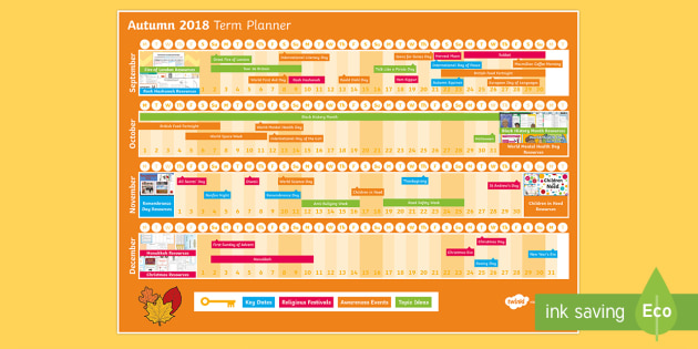 KS1 Autumn Activity Planner 2018 with Resource Links Display Calendar