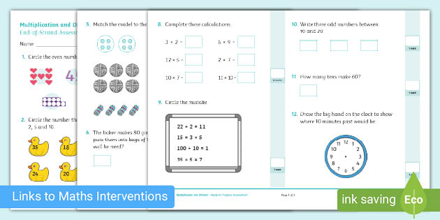 year 2 multiplication and division end of strand assessment