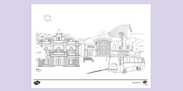 Free Big City Green Colouring Colouring Sheet