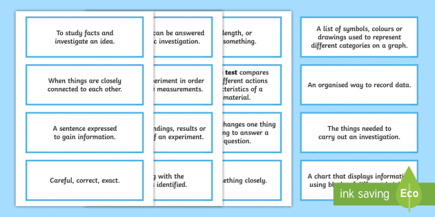 LKS2 Working Scientifically Scientific Definitions Cards - LKS2 Working