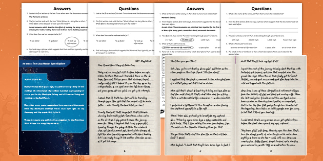 year 5 science fiction reading comprehension teacher made
