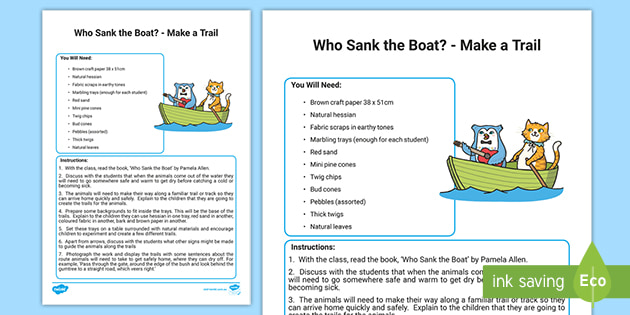 Who Sank The Boat Making A Trail Activity Teacher Made